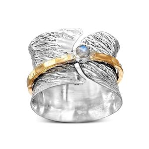 Vintage Wide Opening Rotatable Moonstone Chunky <b>Rings</b> for Men Women <b>Spinner</b> Thumb Band Chunky <b>Rings</b> Rotating Fidget <b>Rings</b> - Product Image 6