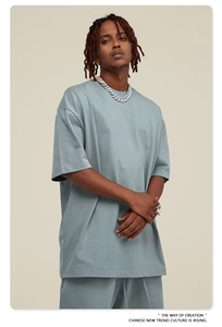 T-shirt vierge 100 % coton épais pour la vente en gros, T-shirts personnalisés pour hommes, T-shirt oversize à col montant - Product Image 5