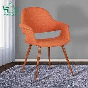 Free Sample Modern White Fabric Upholstery Seat Design Velour Back Upholstered Dining Chair