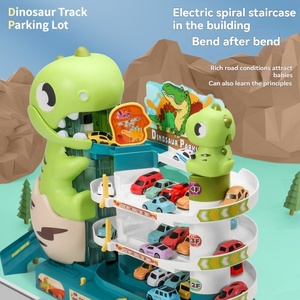 Jouet de <span class=keywords><strong>voiture</strong></span> d'aventure, <span class=keywords><strong>garage</strong></span> pour voitures, jouet de course de dinosaures, piste de course, rampe, parking pour garçons avec 6 mini voitures - Product Image 1