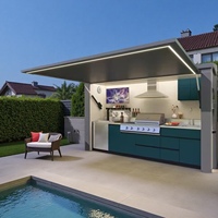 Cuisine de jardin modulaire sur pied avec îlot barbecue et bar Ensemble de cuisine d'extérieur