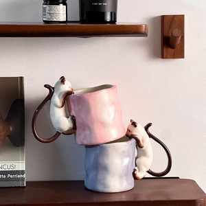 Creative Handmade 3D Siamese Cat <b>Ceramic</b> <b>Mug</b> Unique Couple Coffee <b>Mugs</b> - Product Image 2