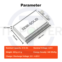 TPENERGY 340Wh/KG 3.6V 21.9Ah Sel Baterai Lithium Ion Ekspansi Rendah Silikon Karbon Semi Solid State untuk Drone UAV