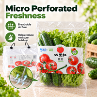 Op maat gemaakte logo's, transparante, food grade plastic groente- en fruitzakken van CPP, microgeperforeerd, met wicket sluiting voor automatische verpakking