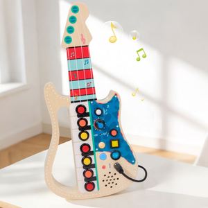 Guitare en bois pour enfants, instrument musical pour tout-petits, 3 modes de jeu et lumière LED, jouets éducatifs - Product Image 2