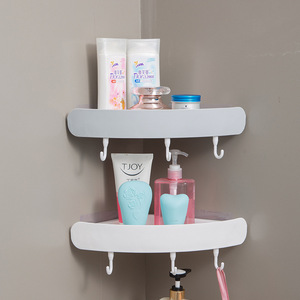 Étagère de salle de bain créative en plastique triangulaire à fixer au mur sans perçage, style nordique bleu rose, pour rangement - Product Image 5