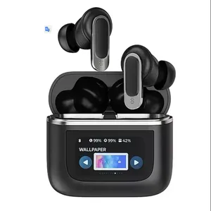 Factory Wholesale V8 Pro 2 ANC Stereo Enc Noise Cancelling Fast Charge Wireless Earphone Earbuds With Smart Lcd Touch Screen