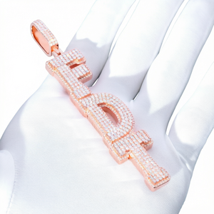 Colgante de Moissanita con Inicial de Letra en Oro Rosa, Plata de Ley 925, con Incrustaciones de Circonitas, Amuleto con Nombre, Joyería Hip Hop para Fiesta - Product Image 4