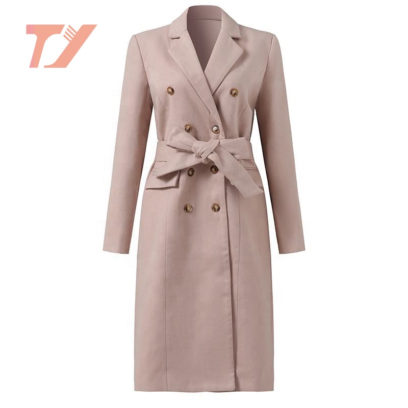 Wholesale long jacket woman china High Quality Fashion Long Solid Color Womens Wool Winter Coat