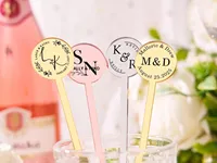 Agitateur de boisson personnalisable pour mariage, bâtonnet à mélanger les boissons, agitateur de cocktail personnalisé avec dessus rond pour fête, bar