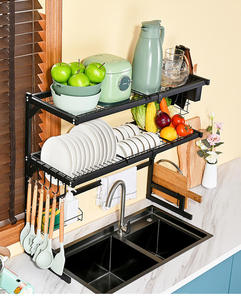 Venta al por mayor de fábrica, estante para platos de cocina, secado sobre el fregadero, placa de almacenamiento, soportes de drenaje, estante organizador de platos de Metal - Product Image 6