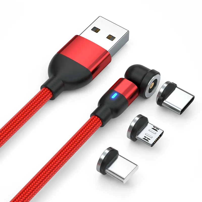 Top seller 2023 L-shape 180 bending 540 degree rotation mobile magnetic charging cable 3 in 1 magnetic usb cable charger