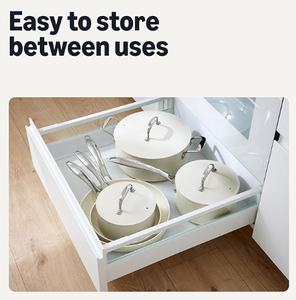Ensemble de casseroles antiadhésives de luxe 8 pièces, compatible <span class=keywords><strong>lave</strong></span>-<span class=keywords><strong>vaisselle</strong></span>, compatible avec toutes les plaques de cuisson, design classique, gris lin - Product Image 5