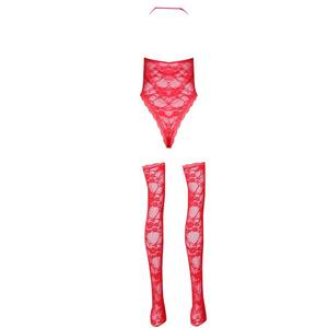Ropa interior sexy para mujer Body Teddy Red Sexy Lace Body Suit Lencería de dos piezas Body con medias - Product Image 4