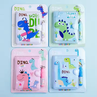 Cuaderno de Hojas Sueltas con Diseño de Dinosaurios de Dibujos Animados para Niños de Primaria, con Cubierta de Cuero/PVC, Set de Regalo Promocional