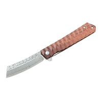 Couteau pliant ambidextre en bois de rose Damas pour le bushcraft, l'extérieur, la découverte, le camping, l'autodéfense et la survie en milieu sauvage, lame de 8,5 cm