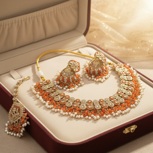 Parure de bijoux en plaqué or avec pierre de cristal et perles 12881115OR Collier - Product Image 3