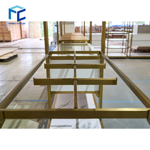 Thiết kế hiện đại kim loại vàng sáng bóng bán lẻ hàng may mặc hiển thị Kệ vàng quần áo hiển thị kệ cho quần áo cửa hàng trang trí - Product Image 5