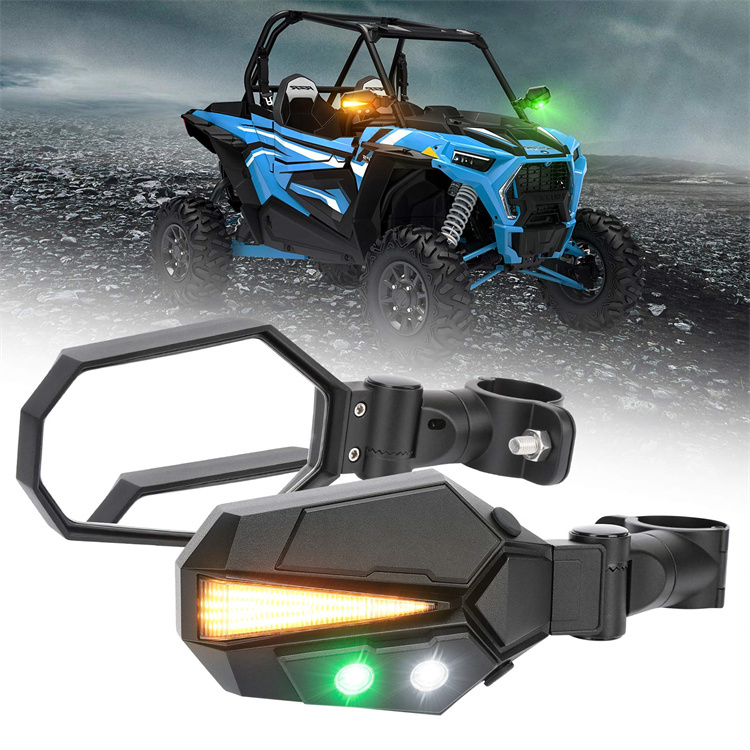 Зеркальные фары со светодиодной подсветкой UTV, боковой сигнал поворота зеркала заднего вида для Polaris RZR Kawasaki терикс Yamaha YXZ
