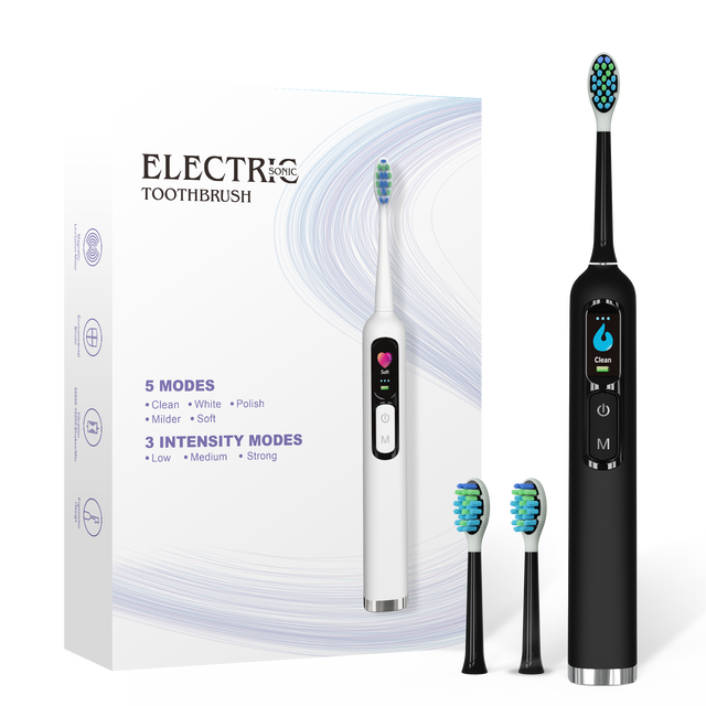 New 5 Cleaning Modes and 3 Force Adjustment IPX7 Waterproof Sonic Electric Toothbrush With Display