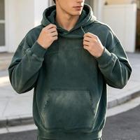 Sweat à capuche thermique oversize vintage délavé au soleil avec impression pigmentée, style délavé à l'acide, vêtement décontracté rétro pour homme