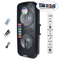 300W Dual 15 "Subwoofer DJ/ PA Sistema Karaoke Sets Altavoces Caja de sonido + Mic, RC, TWS, LED, FM, AUX, RCA, ECHO Bocina Parlant