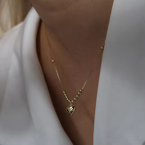 قلادة نسائية عصرية من YFN قلادة بدلاية على شكل قلب فضي مطلية بالروديوم لحفلات الزفاف والاحتفالات - Product Image 5