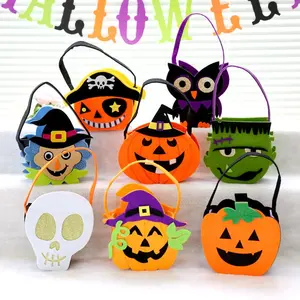 Vente en gros de sacs à bonbons personnalisés Halloween pour enfants, sacs en feutre durables et de bonne qualité, panier en feutre avec logo personnalisé pour enfants