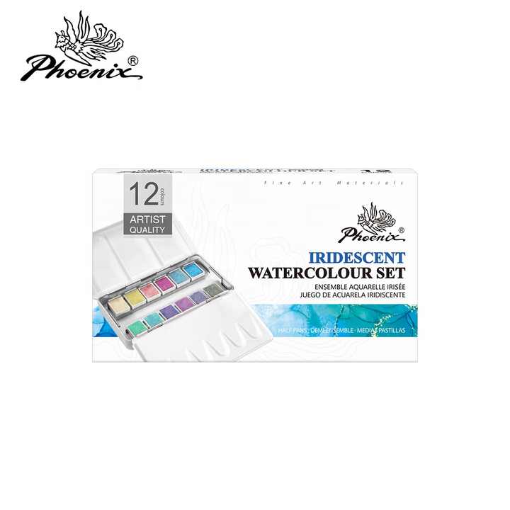 Phoenix 12 Colors Artist Color Shift Shimmering Watercolor Set