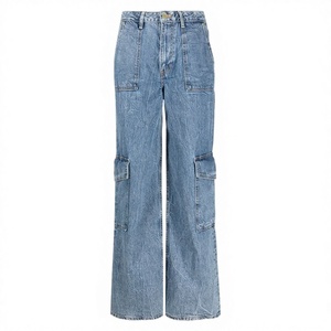 Jean en denim taille haute pour femme, coupe large, longueur cheville, qualité supérieure, confortable, service OEM, style décontracté, urbain et écologique - Product Image 1