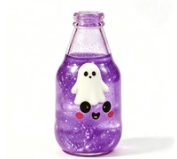 Joli slime en bouteille en forme de visage de citrouille fantôme, brillant et scintillant, jouet anti-stress, cadeau pour fête d'Halloween, 5 à 7 ans