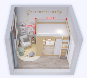 Letto a Soppalco in Legno per Adulti <span class=keywords><strong>con</strong></span> Sistema di Stoccaggio e <span class=keywords><strong>Armadio</strong></span>, Design Salvaspazio per Camere da Letto dei Bambini - Product Image 6