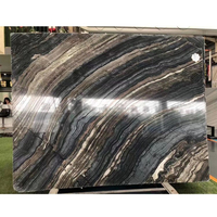 Bookmatch exotique Populaire Noir Dalles De Marbre En Bois avec des lignes d'or Poli Marbre de Forêt-Noire Pour Carrelage Mural
