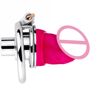 Candado de Castidad Masculino FRRK de Acero Inoxidable con Cabeza de Dildo de Silicona, Jaula para Pene, Cinturón de Castidad, Juguetes Sexuales de Abstinencia - Product Image 3