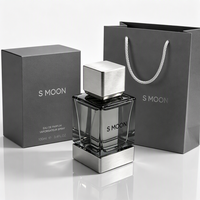 Flacon de parfum carré en verre noir de luxe en gros, 30 ml, 50 ml, 100 ml, rechargeable, flacon de parfum vide unique avec emballage