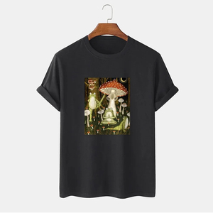 T-shirt en coton tricoté noir à motif personnalisé, coupe classique, 100 % coton, haute qualité, col en V, manches courtes, pour homme, vente en gros - Product Image 3