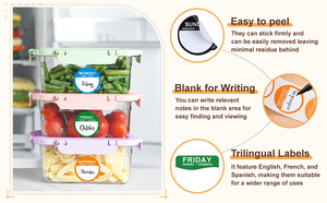 Etiquetas de fecha extraíbles populares de <span class=keywords><strong>lunes</strong></span> a domingo etiquetas de alimentos de lunares pegatinas circulares <span class=keywords><strong>para</strong></span> cocinas de restaurantes - Product Image 5
