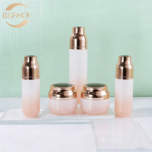 Botella de Vidrio Esmerilado de Alta Calidad con Base Redonda de 100 ml para Crema para el Cuidado de la Piel, con Tapa Dorada a Rosca, Botella de Loción Cosmética con Pulverizador Degradado - Product Image 3