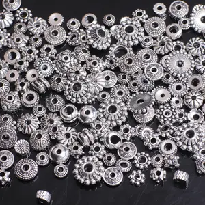 Factory Wholesale Tibetan Silver Color Metal Flower Loose Spacer Beads For Jewelry Making DIY Crafts Findings