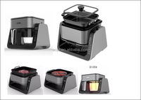 Friteuse à air et grill 2-en-1, friteuse 4L, grill 1.2L, friteuse à air en verre, four électrique sans huile avec poêle supérieure, écran tactile numérique