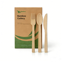 Kit de couverts jetables écologiques biodégradables en bambou, vaisselle portable et durable pour le camping, les fêtes, les restaurants de restauration rapide, les repas en avion