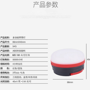 Multifunctional Outdoor Camping Lantern Led Light 66mm X45mm With Magnet <b>Battery</b> <b>Operated</b> Portable Hangable <b>Lamp</b> - Product Image 1