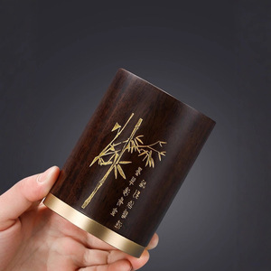 Six Gentlemen <b>Tea</b> <b>Set</b> Solid Wood Ebony Cylinder Copper Utensils Complete Kung Fu <b>Tea</b> Tools With <b>Tea</b> Knife Brush Clips - Product Image 2