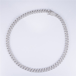 10mm 너비 20 인치 22 인치 24 인치 925 스털링 실버 힙합 맞춤 쿠바 링크 체인 moissanite 쿠바 체인 - Product Image 6