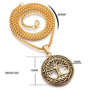 Factory Wholesale Fashion Vintage Hollow Wishing Tree Pendant Men Jewelry 316L Stainless Steel Life Tree Necklace - Product Image 6