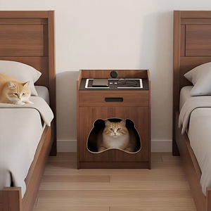 Cama para Gatos Compartida <span class=keywords><strong>con</strong></span> Mascotas, Mesita de Noche <span class=keywords><strong>con</strong></span> Cajón y <span class=keywords><strong>Nido</strong></span> Oculto para Gatos, Mueble 3 en 1 para Mascotas para Apartamentos Pequeños, Nuevo - Product Image 5