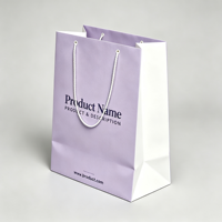 Sacs en papier biodégradables personnalisés avec logo en relief imprimé, sacs en papier kraft violet recyclables avec poignée