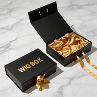 Weihnachtsgeschenkbox Maßgefertigte Luxus-Perücken- und Haarverlängerungsbox Starre Karton-Geschenkbox Schwarze Faltbare Magnetische Verpackungsbox