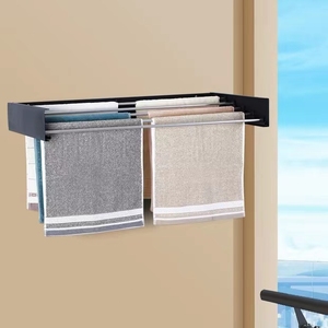 Estante colgante de secado de ropa de <span class=keywords><strong>metal</strong></span> plegable ajustable montado en la pared para exteriores - Product Image 6