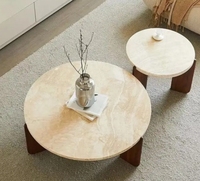 Table basse en bois de luxe moderne de Style nordique côté simple en forme de terrazzo noyer pour salon meubles de maison personnalisables